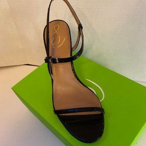 Sam Edelman Doran Croc Embossed Strappy Sandals, size 10-Black